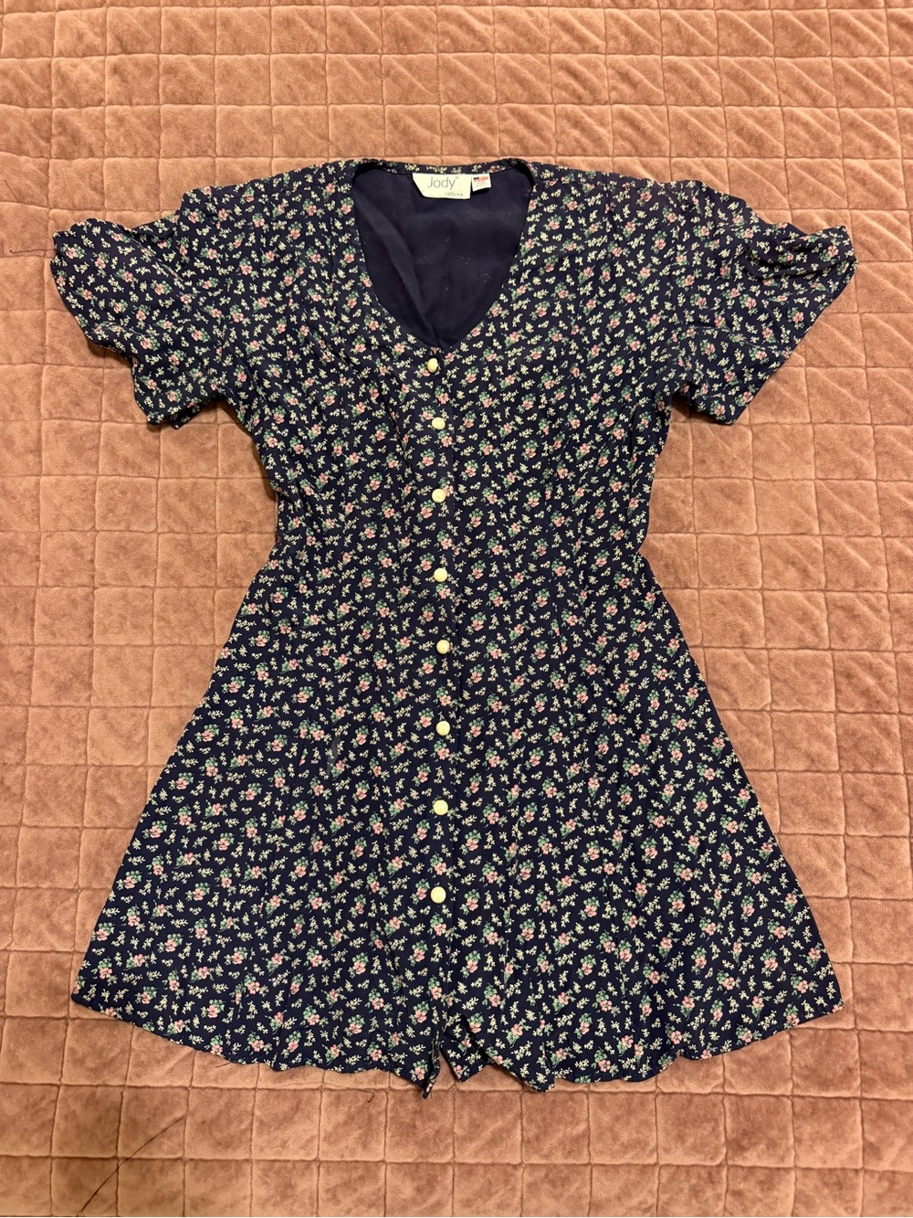 90s Vintage Mini Dress with Tie in Back Made in USA